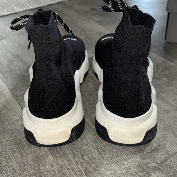 Balenciaga speed 2.0 lace up recycled knit sole black white black US 8 - Picture 6 of 16